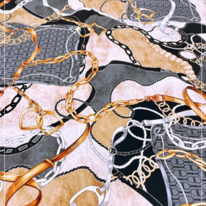 bedruckter, gestretchter Seidencrepe eines bekannten ital. Modelabels