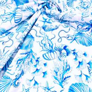 bedruckter, gestretchter Baumwollpopeline eines ital. Modelabels