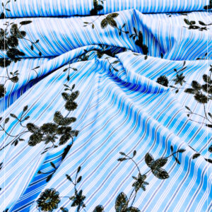 Baumwollblusenstreifen mit aufgestickten Blumen aus Italien