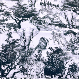 bedruckter, gestretchter Baumwollstoff mit einem Toile de Joue Druck