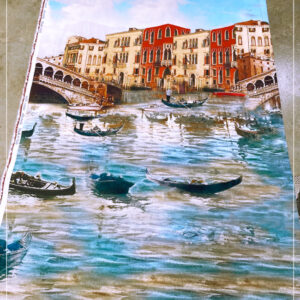 bedruckter Baumwollpopeline mit einem Venedigmotiv eines ital. Modelabels