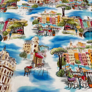 bedruckter, gestretchter Baumwollstoff aus Italien